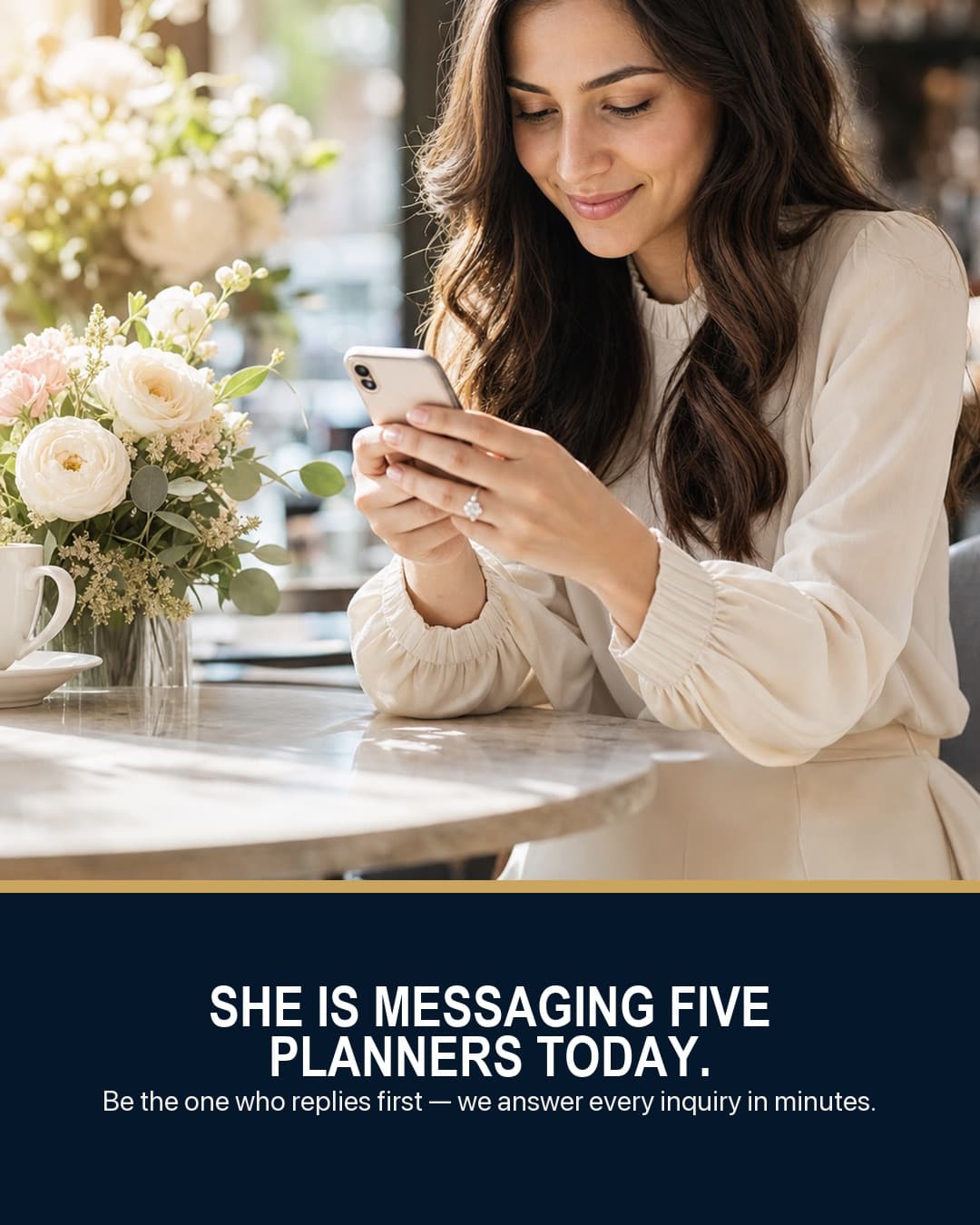 She is messaging five planners today — be the one who replies first