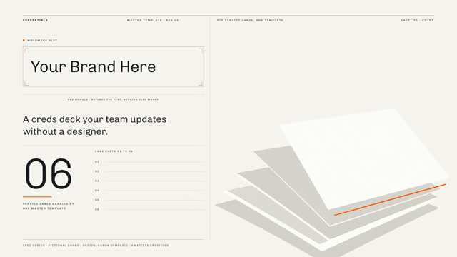 Agency creds template, spec cover slide