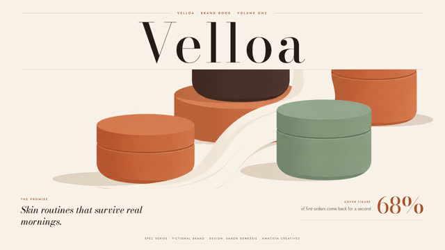DTC beauty brand deck, spec cover slide